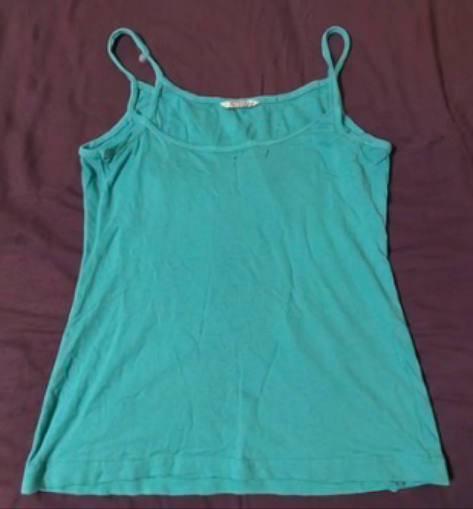 Camaïeu Mint Green Basic Cotton Tank Top with Thin Straps Size 38 – photo 2